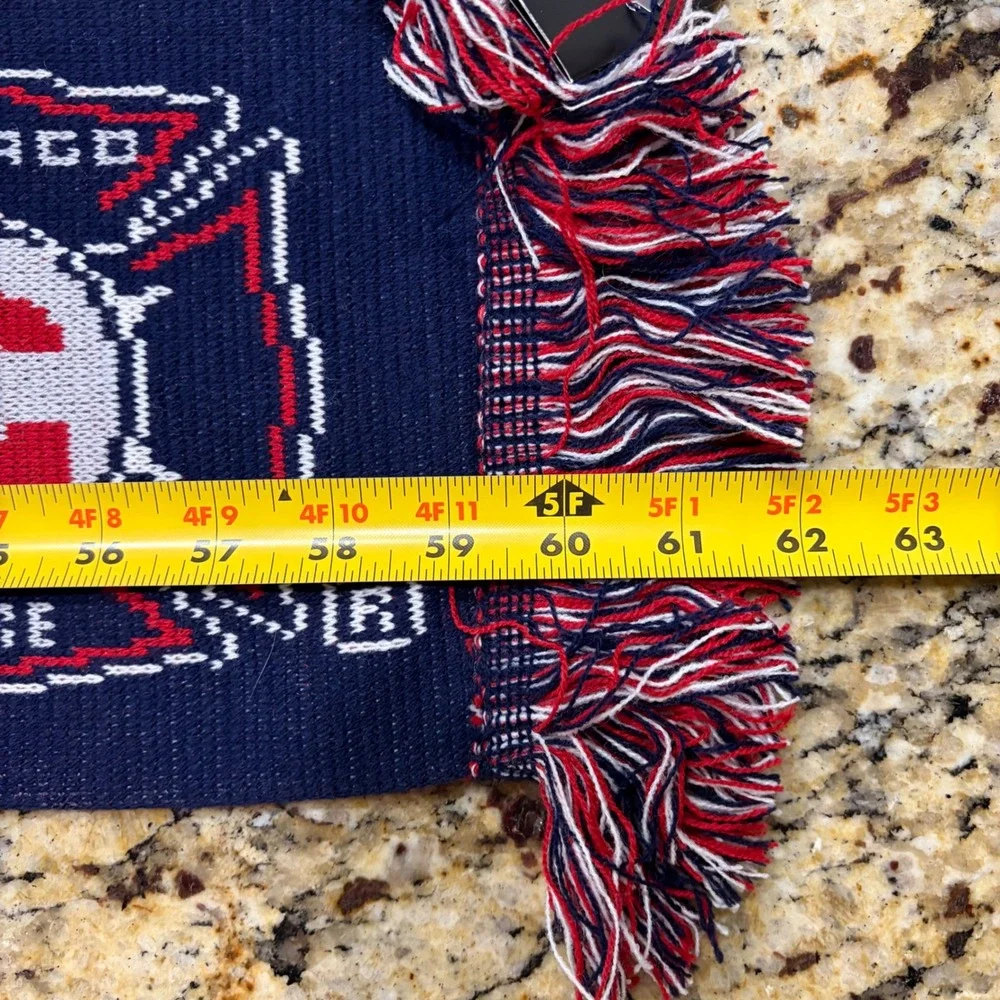 NEW Adidas Chicago Fire MLS Soccer Scarf Navy Blue Red White Fringe
